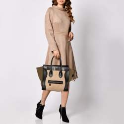 Pre Owned Celine Tri Color Leather and Nubuck Mini Luggage Tote