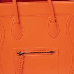 Pre Owned Celine Orange Leather Medium Phantom Luggage Tote
