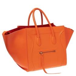 Pre Owned Celine Orange Leather Medium Phantom Luggage Tote