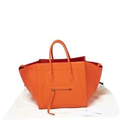 Pre Owned Celine Orange Leather Medium Phantom Luggage Tote