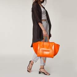 Pre Owned Celine Orange Leather Medium Phantom Luggage Tote