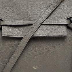 Pre Owned Celine Grey Leather Mini  Belt Top Handle Bag
