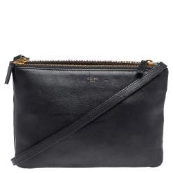 Pre Owned Celine Black Leather Trio Shoulder Bag