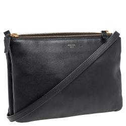 Pre Owned Celine Black Leather Trio Shoulder Bag