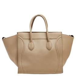 Pre Owned  Celine Beige Leather Medium Phantom Luggage Tote