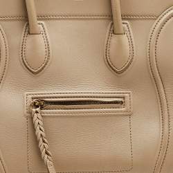 Pre Owned  Celine Beige Leather Medium Phantom Luggage Tote