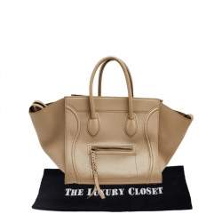 Pre Owned  Celine Beige Leather Medium Phantom Luggage Tote