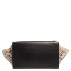 Pre Owned Celine Tri Color Leather and Python Medium Trapeze Top Handle Bag