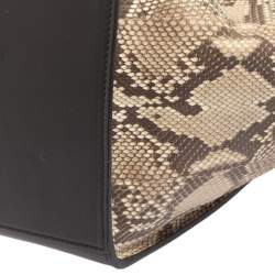 Pre Owned Celine Tri Color Leather and Python Medium Trapeze Top Handle Bag