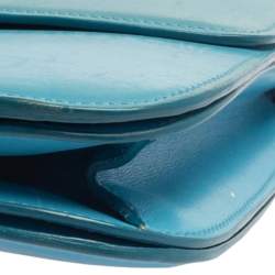 Celine Blue Leather Medium Classic Box Shoulder Bag