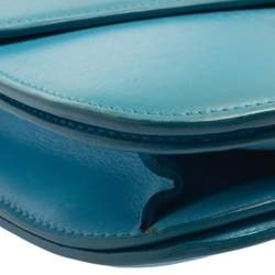 Celine Blue Leather Medium Classic Box Shoulder Bag
