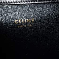 Pre Owned Celine Tri Color Gingham Woven Straw and Leather Medium Phantom Luggage Tote