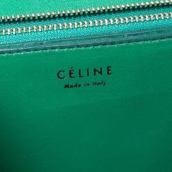 Pre Owned Celine Green Python Medium Classic Box Shoulder Bag