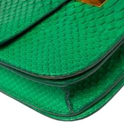 Pre Owned Celine Green Python Medium Classic Box Shoulder Bag