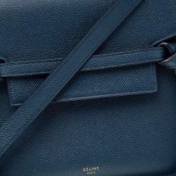 Pre Owned Celine Blue Leather Micro Belt Top Handle Bag