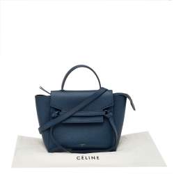 Pre Owned Celine Blue Leather Micro Belt Top Handle Bag