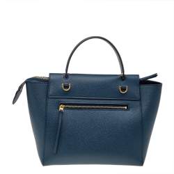 Pre Owned Celine Blue Leather Micro Belt Top Handle Bag