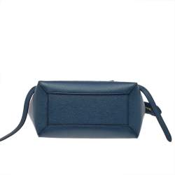 Pre Owned Celine Blue Leather Micro Belt Top Handle Bag