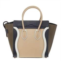 Pre Owned Celine Multicolor Leather Micro Luggage Tote