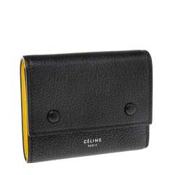 Pre Owned Celine Black Leather Small Trifold Wallet