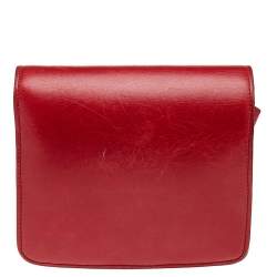 Celine Red Leather Small Classic Box Flap Bag