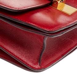 Celine Red Leather Small Classic Box Flap Bag