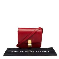 Celine Red Leather Small Classic Box Flap Bag