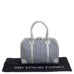Pre Owned Celine Silver/Blue Macadam Fabric and Leather Satchel
