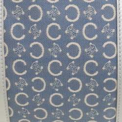 Pre Owned Celine Silver/Blue Macadam Fabric and Leather Satchel