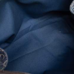 Pre Owned Celine Silver/Blue Macadam Fabric and Leather Satchel