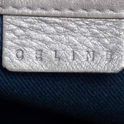 Pre Owned Celine Silver/Blue Macadam Fabric and Leather Satchel