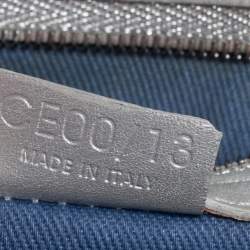 Pre Owned Celine Silver/Blue Macadam Fabric and Leather Satchel