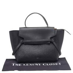Pre Owned Celine Black Leather Mini Belt Top Handle Bag