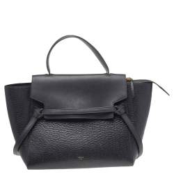 Pre Owned Celine Black Leather Mini Belt Top Handle Bag