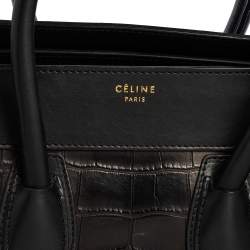 Pre Owned Celine Black Leather and Alligator Mini Luggage Tote