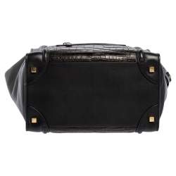 Pre Owned Celine Black Leather and Alligator Mini Luggage Tote