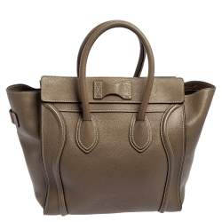 Pre Owned حقيبة يد توتس سيلين ميني لاغيدج جلد أخضر كاكي