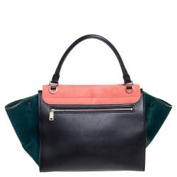 Celine Tri Color Leather and Pony Hair Medium Trapeze Top Handle Bag
