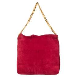 Celine Raspberry Pink Suede Gourmette Flap Shoulder Bag