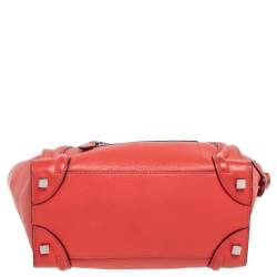 Pre Owned Celine Orange Leather Micro Luggage Tote