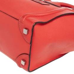 Pre Owned Celine Orange Leather Micro Luggage Tote