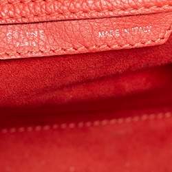 Pre Owned Celine Orange Leather Micro Luggage Tote