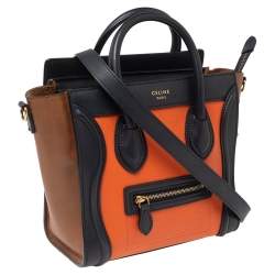 مملوكة مسبقًا حقيبة يد سيلين نانو لاغيدج جلد ثلاثي اللون