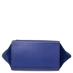 Pre Owned Celine Blue Leather and Suede Medium Trapeze Bag