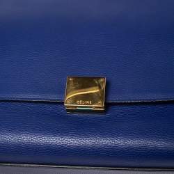 Pre Owned Celine Blue Leather and Suede Medium Trapeze Bag