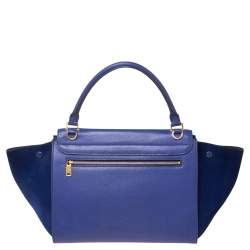 Pre Owned Celine Blue Leather and Suede Medium Trapeze Bag