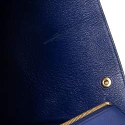 Pre Owned Celine Blue Leather and Suede Medium Trapeze Bag