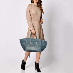 Pre Owned  Celine Blue Leather Medium Phantom Luggage Tote