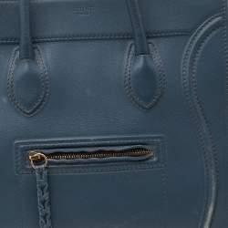 Pre Owned  Celine Blue Leather Medium Phantom Luggage Tote