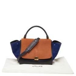 Pre Owned Celine Multicolor Calfhair and Leather Medium Trapeze Bag